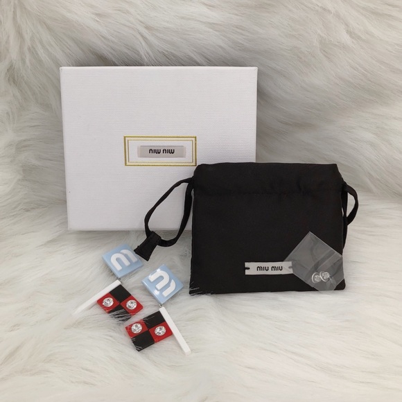 Miu Miu Brand New Blue Flag Earrings - Picture 3 of 3